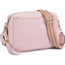 Roulens Small Crossbody Bag with 3 Zip Compartments,Vegan Leather Phone Bag for Women,Shoulder Bag with Adjustable and Removable Wide Strap