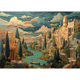 Yunlus Jigsaw Puzzles for Adults 1000 Pieces Impossible Hard Difficult Challenging Puzzles for Adults 1000pc Puzzles A Peaceful Town Jigsaw Puzzle 1000 Pieces 28 x 20 inch