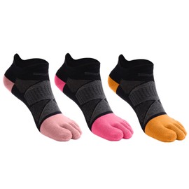 Azarxis Toe Socks Cotton Low Crew Athletic Running Ankle Five Finger Sport Lightweight Breathable Socks (Pink + Rose Red + Orange - 3 Pairs, Medium)