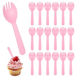 Hpmjz 500 Pcs Disposable Plastic Sporks Individually Wrapped Spoons 2 in 1 Fork and Spoons Restaurant Serving Utensils for Dessert Birthday Wedding Gathering Party Supply Outdoor Home Office