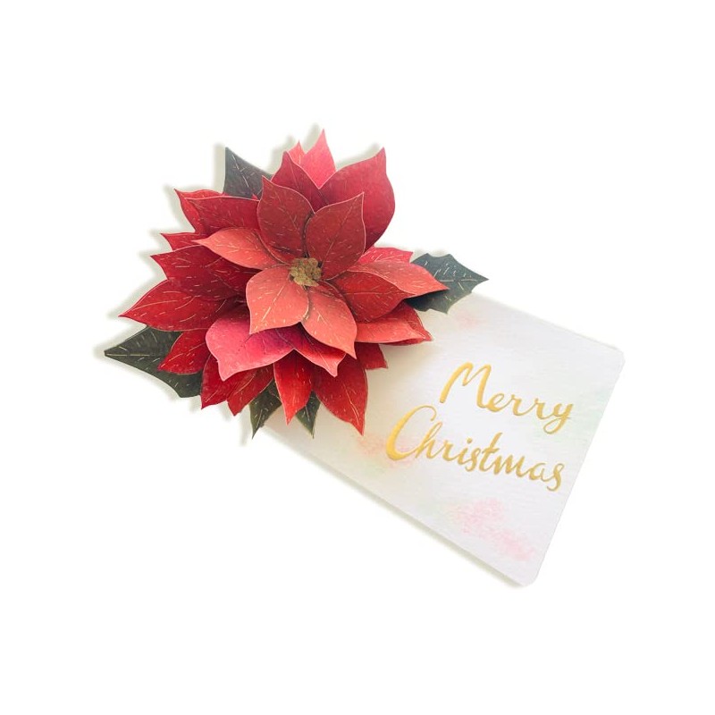 GreetingLife LY-27 Greeting Life Christmas Card Flower Pop Up Poinsettia