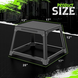 GanFindX Metal Plyometric Jumping Box 12 Inch with 17 * 13 Inch Surface Steel Plyo Box Home Gym Jump Trainer for Fitness Exercise Agility Stamina Conditioning Strength Training