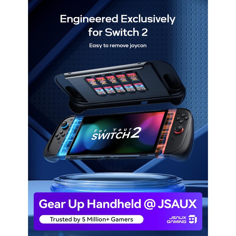JSAUX Protective Case for Switch 2, Split Grip Case with