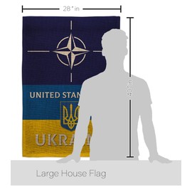 Ukraine Flag NATO Stand with Ukraine Burlap House Flag-Pack Support Cause Ukrainian Applique Decoration Banner Small Garden Yard Gift Double-Sided, Made in USA