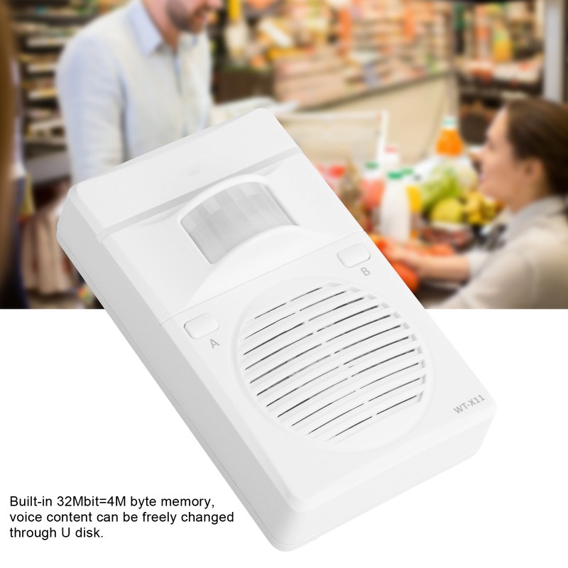 WT‑X11 Rechargeable Sensor Detector Voice Reminder Doorbell Sound Speaker 110‑240V