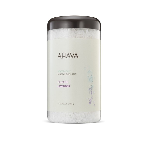 AHAVA Dead Sea Mineral Bath Salt, Calming Lavender - Intense Relaxation for Body & Mind, Elevates Moisture, Softens & Eases Sore Muscles, Enriched by Exclusive Dead Sea Salt & Osmoter blend, 32 Oz