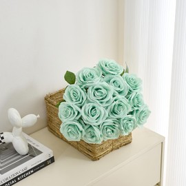 Carlita‘s Blooms 15pcs Fake Roses Artificial Silk Flowers Faux Rose Flower Long Stems Bouquet for Arrangement Wedding Centerpiece Party Home Kitchen Decor