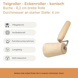 Hofmeister® Rolling Pin Made ofBeech Wood, Rolling Dough Quickly And Evenly, Suitable for Any Baking Tray, Baking With Rolling Pin, Made iEurope, Durable Rolling Pin, EU Production