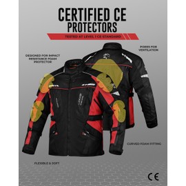 JAG Touring Motorcycle Armor Jacket for Men, Dual Sports Water Resistant Adventure Riding Jacket with Cordura Fabric & CE Armor Impact Protection