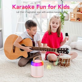 Karaoke Machine for Kids&Adults,Mini Portable Bluetooth Speaker with 2 Wireless Microphones Support TF Card,Karaoke Speaker with Dazzling Lights,Toys GIFS for Kids Home Party Birthday (Y2-Pink)