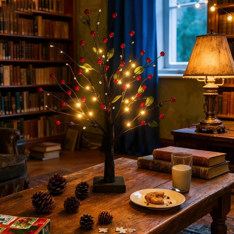 Árbol En Flor Con Luces, Pequeño Árbol De Abedul Para