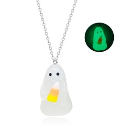 Adopt A Ghost Necklace Glow in The Dark Halloween Ghost Earrings Spooky Charm Pendant Necklaces Halloween Costums Party Jewelry for Women Men