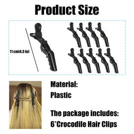 10 Pcs Crocodile Hair Clips Barrettes, Black Crocodile Clips, Crocodile Hair Clips, Alligator Clips Hair, Hairdresser Clips, Sectioning Hair Clips Women, Professional Styling Hair Clips for Salon