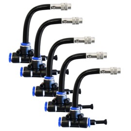 VIKKSAER 5 Pack Brass Misting Nozzle Tee, w/ 0.32 in Dia Built in Hose for Outdoor Watering System, Adjustable 360° Rotation Nozzles, Water Mister Nozzles Thread Sprayer 0.043 inch (1.1 mm)