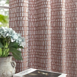 Terracotta Curtains for Living Room 90 Inch Length 2 Panels Vintage Mid Century 50% Blackout Modern Texture Window Bohemian Patterned Design Jacquard Elegant Luxurious Curtain for Bedroom Burnt Orange