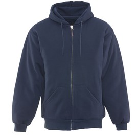 RefrigiWear Men's Insulated Quilted Zip-Up Sweatshirt with Hood, Large, Navy
