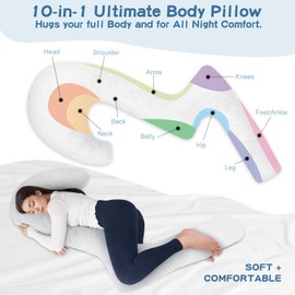 SAHEYER Swan Body Pillow with Cover, 68 Inch Long Body Pillow Memory Foam Body Pillow, 3-Shaped Full Body Pillow Hug Sleep Support Pregnancy Pillow- for Back, HIPS, Legs, Belly for Adult (White)