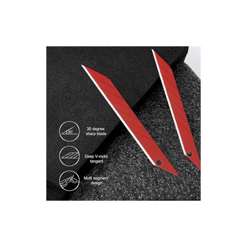Gomake 9mm Utility Knife Replacement Blades,30 Degree Snap Off Carbon