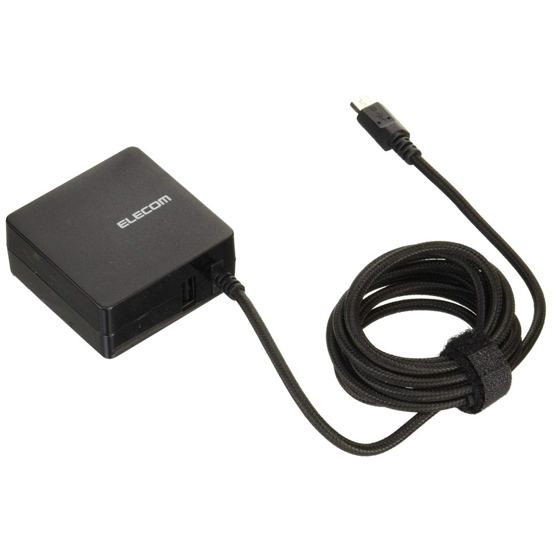 Elecom AC Charger, 2A Output, USB-A Female Included, 5.9 ft