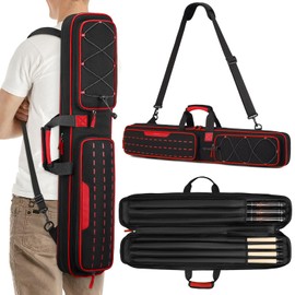 BOSSTIN Pool Cue Case, 3x4 Pool Stick Billiard Cue Accessories Soft Padded Bag Case (11Red：3x4)
