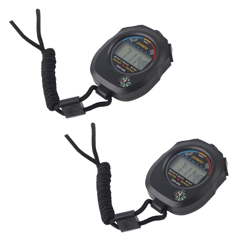 Stopwatch Timer, 2 PCS Multifunctional Handheld Digital LCD Stopwatch Timer