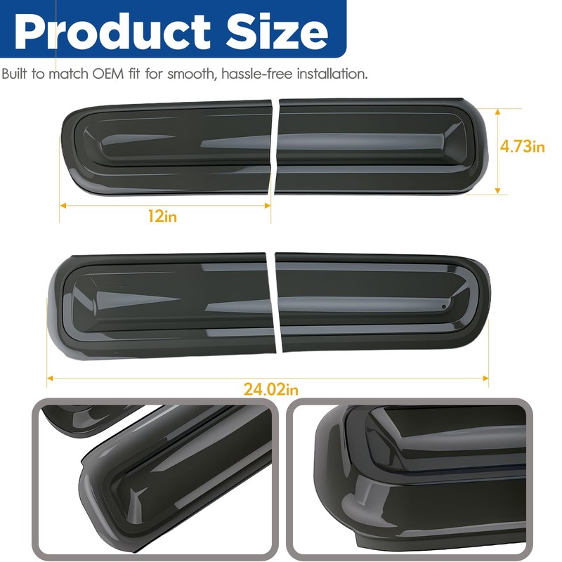 Smoked Tail Light Covers for Dodge Challenger 2015-2024, Smoke Black