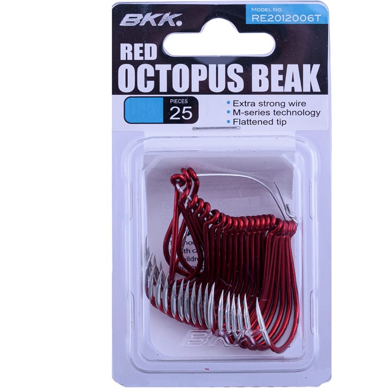 BKK Octopus Beak Hooks Red Bulk Pack Qty 25 4/0