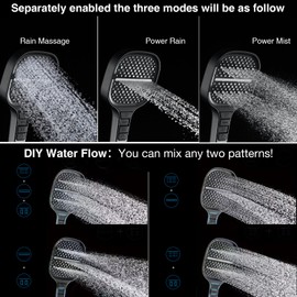 Luxury 13 Inch Rain Shower System，High Pressure Shower Heads with Handheld Combo Set, Square Rainfall Shower System Complete Included Valve and Trim Kit for Bathroom, Chrome