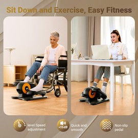 MERACH Under Desk Elliptical Machine Leg Exerciser While Sitting for Seniors Fully Assembled, Portable & Quiet Electric Seated Pedal Exerciser with 12 Adjustable Speed&Remote Control Exercise Machine