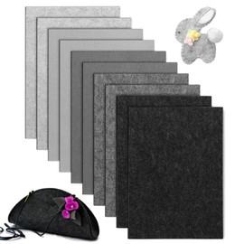 YSWOVUO Pack of 10 20 x 30 cm Craft Felt 2 mm, Felt Fabric for Crafts, Polyester Stiff Felt for DIY Storage Bag, Felt Underlay, Patchwork, Sewing, Crafts, Decoration, Felt Grey Series