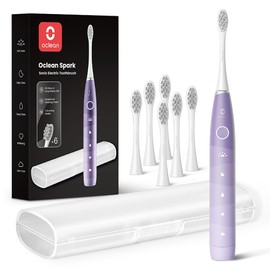 Oclean Electric Toothbrush for Adults, 150 Days Battery Life Electric Toothbrush, USB Rechargeable Sonic Travel Toothbrush with 6 Brush Heads & Travel Case, 5 Modes and Smart Timer, Purple | Oclean