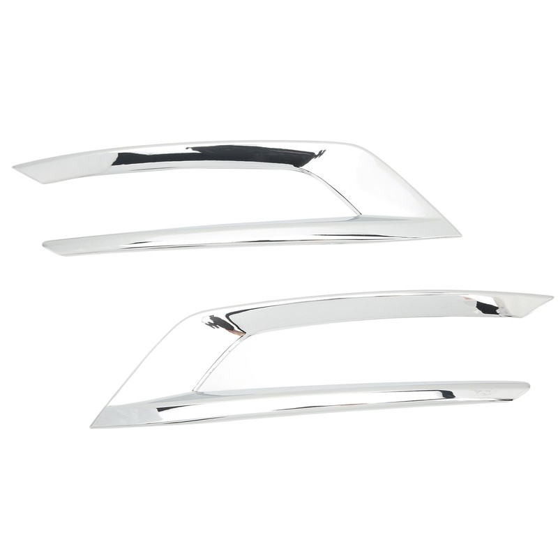 2PCS Front Fog Light Trim Silver Decoration Anti Fading Exterior