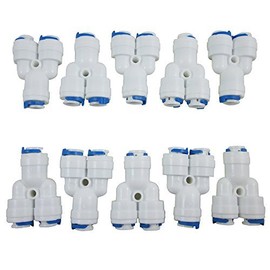 ZAOJIAO 1/4" Tee 3 Way Y Type Splitter Tube Quick Connect Push Fit Fittings for RO Water Reverse Osmosis System (Pack of 10)