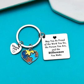 Xiahuyu Thank You Gifts for Autism Teacher Special Education Teacher ABA Therapist Appreciation Gifts Autism Awareness Gifts Keychain SPED Teacher's Gift Christmas Birthday Retirement Gifts