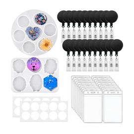 Snblzhef 2-Pack Resin Mold Set,Phone Grip Molds for UV Resin and Epoxy Resin, DIY Resin Keychain Retractable Clip Accessory Molds