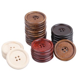 40pcs Round Wood Buttons 4 Holes for Sewing Clothing,Sewing Buttons for Crafts 1.57inch Multi-Color