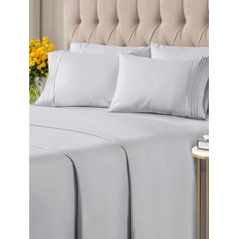 King 6 Piece Sheet Set - Breathable & Cooling Bed Sheets - Hotel Luxury Bed Sheets for Women, Men, Kids & Teens - Bedding w/ Deep Pockets & Easy Fit - Soft & Wrinkle Free - King French Grey Sheets