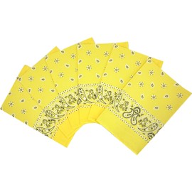 Vamqor Bandanas Gift Box 12pack and 6 pack,Premium Super Soft 60s Cotton Bulk Paisley Handkerchiefs for Men,Women and Kids(Yellow-6 packs)