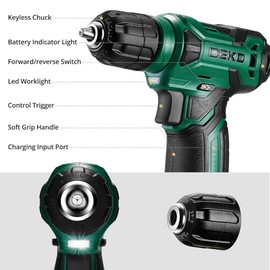 Tool Kit: 8V Cordless Drill, Home Toolbox with storage case, Hand Tool set for Home Repairs 126 Piece, Green
