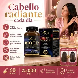 Biotina Colágeno Winyel 60 Cáps 25000mcg Cabello Uñas Piel