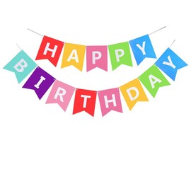 AMEITECH Birthday Party Decorations Favors, Happy Birthday Decoration Banner with 6 Pack Honeycomb Balls and One Rainbow Paper Garland, Party Supplies