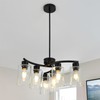 KUSSCO 6-Light Modern Chandelier Black Chandeliers for Dining Room Seeded
