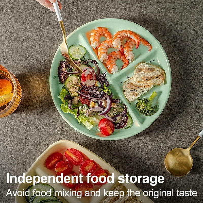 Eidoct 4PCS Portion Control Plates,Control Divided Diet Set, Unbreakable Picnic