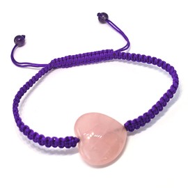 Rose Quartz and Amethyst Bracelet. Hand Woven Drawstring Bracelet. Adjustable Macrame Bracelet. Unconditional Love and Friendship Bracelet. Harmony, Calm and Balance Bracelet. Heart Bracelet.