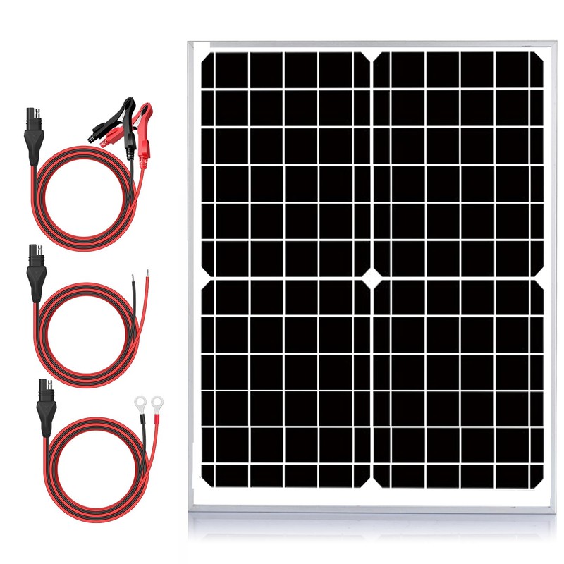 SUNER POWER 24V 20W Solar Battery Charger Maintainer, Built-in Smart