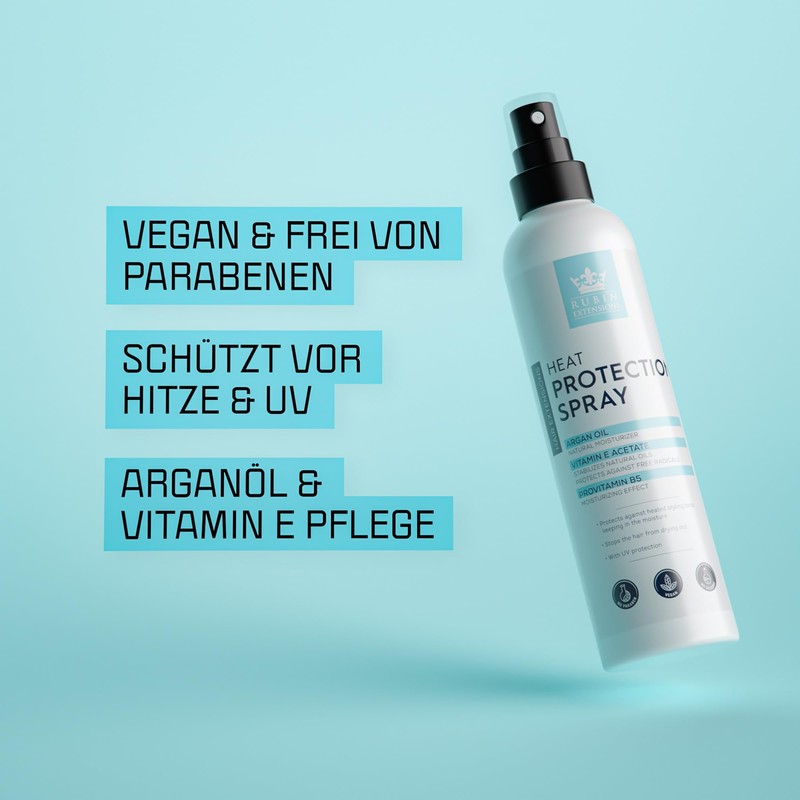 Rubin Extensions Hitzeschutzspray mit Arganöl und UV-Schutz – Haircare, Schutz