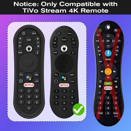Silicone Case for TiVo Stream 4K Remote, Anti-Slip Shockproof Protective Cover for TiVo Stream Remote Controller Sleeve Protector Skin (Black)
