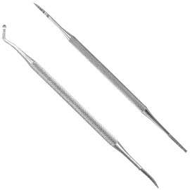 Zonde Nail Scar Remover, Curling Nails, Stainless Steel, Rust Resistant, Anti-Slip, Easy to Sanitize, Cuticle Cutter, Rolled Nails/Thick Nails/Feet Nail Care/Curled Nails/Thick Nails/Curved, Straight, Double Head, Nail File Set of 2