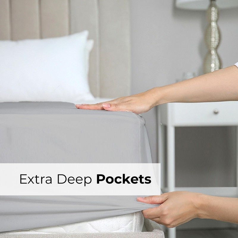 Double Fitted Bed Sheet - Luxury Deep Pocket Single Fitted