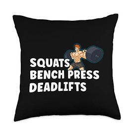 Fitness Strength Training Bodybuilding Protein Squats Throw Pillow